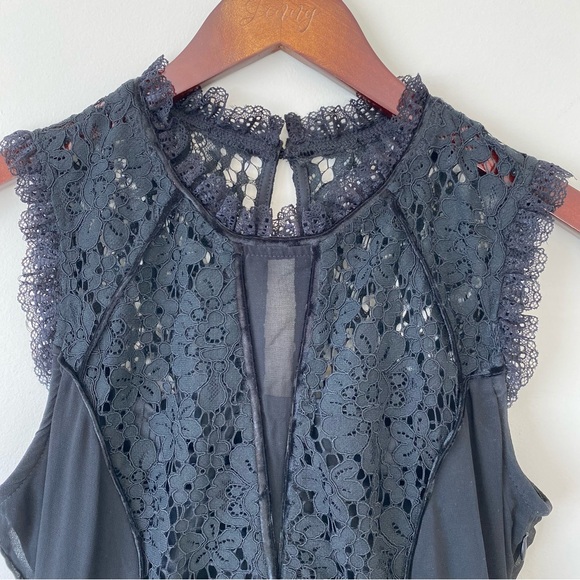 DEX Black Eyelet with mesh paneling midi dress | Sz S Goth Wednesday Halloween - Picture 3 of 15